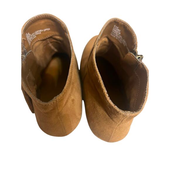 Mia Lindsie Brown Suede Leather Ankle Boots Side Zip Fringe Tassels Size 8.5 - Picture 6 of 16